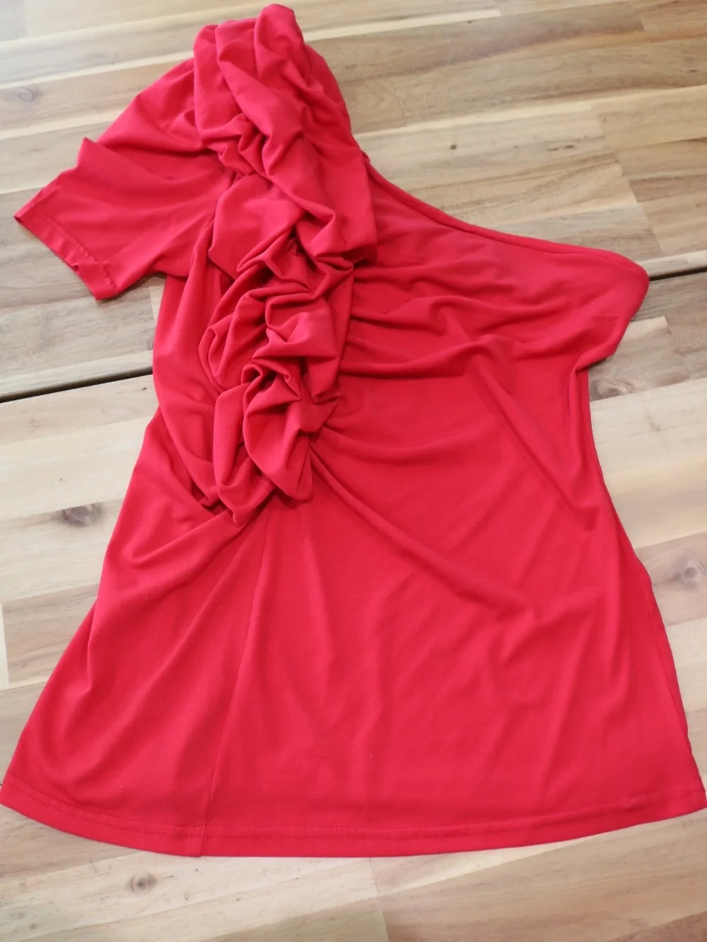 Red One-Shoulder Ruffle Top - Picture 2 of 2